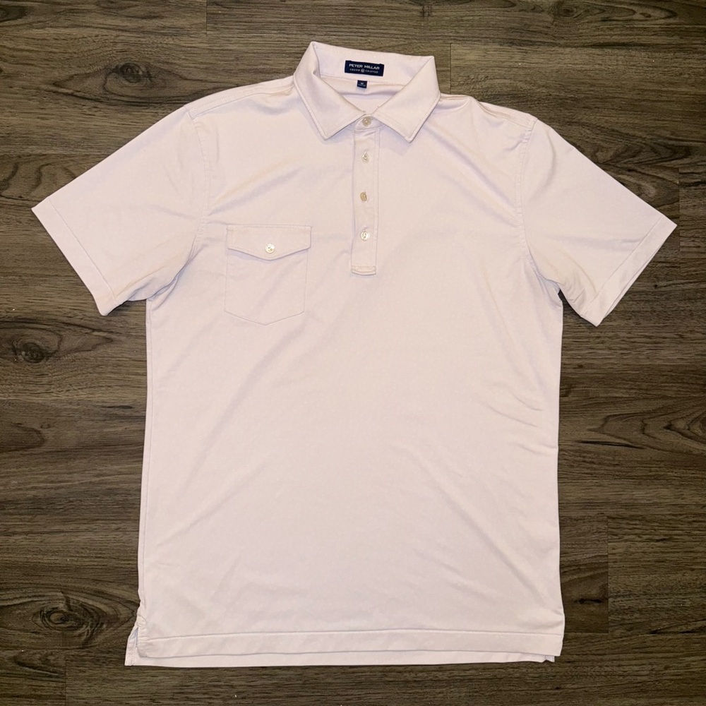 Peter Millar Polo Shirt Mens Medium Pink Crown Crafted  Golf Moisture Wick